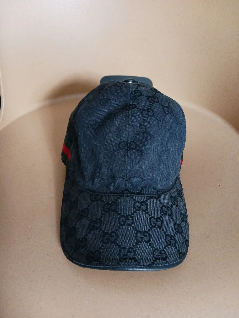 Gucci Monogram, Canvas Basball Hat With Web, One Size